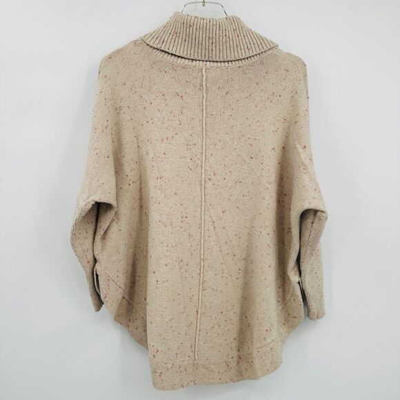 LOFT Size Small Cream Speckled Dolman Sleeve Cowl Neck Oversized Sweater - Picture 6 of 6